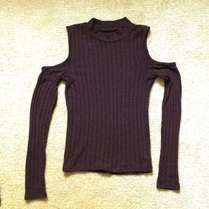 Mock Neck Cold Shoulder AE Long Sleeve Top